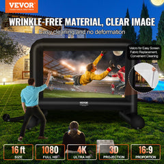 Inflatable Movie Screen, 16 FT（192inch） Inflatable Projector Screen for Outside with Blower and Carrying Bag, Front/Rear Projection, Oxford Fabric Blow Up Screen for Outdoor Parties Backyard Movie Night