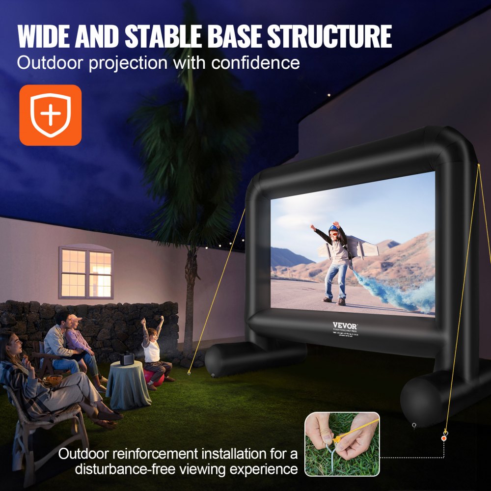 Inflatable Movie Screen, 16 FT（192inch） Inflatable Projector Screen for Outside with Blower and Carrying Bag, Front/Rear Projection, Oxford Fabric Blow Up Screen for Outdoor Parties Backyard Movie Night
