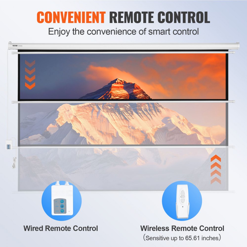 Motorized Projector Screen 100 inch, 16:9 4K 1080 HD Automatic Projection Screen, Electric Projector Screen with Remote Control, Wall Mount Movie Screen for Family Home Office Theater