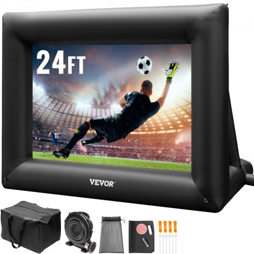 Inflatable Movie Screen 24FT（288inch） Inflatable Projector Screen for outside with 360W Air Blower Inflatable Screen Oxford Fabric Material Blow Up Screen for Outdoor Movie Supports Front/Rear Projection