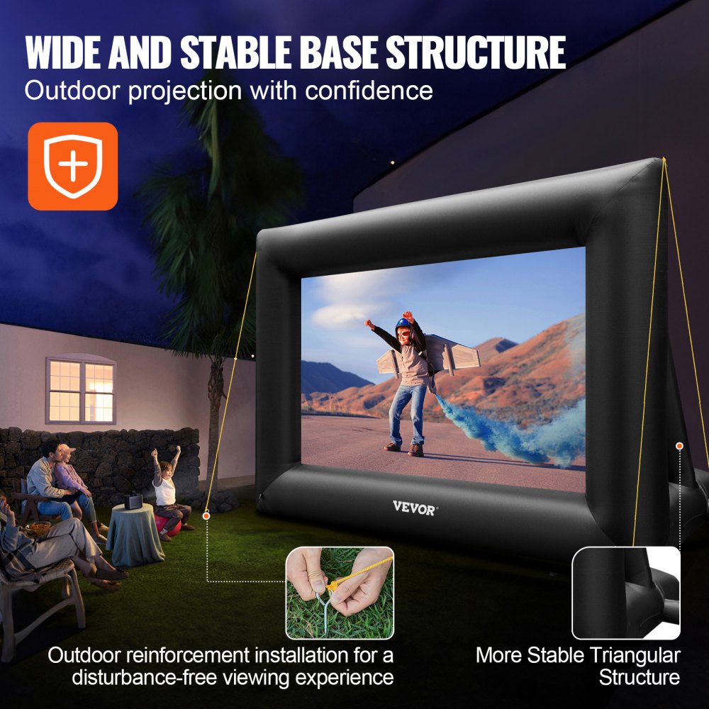 Inflatable Movie Screen 24FT（288inch） Inflatable Projector Screen for outside with 360W Air Blower Inflatable Screen Oxford Fabric Material Blow Up Screen for Outdoor Movie Supports Front/Rear Projection