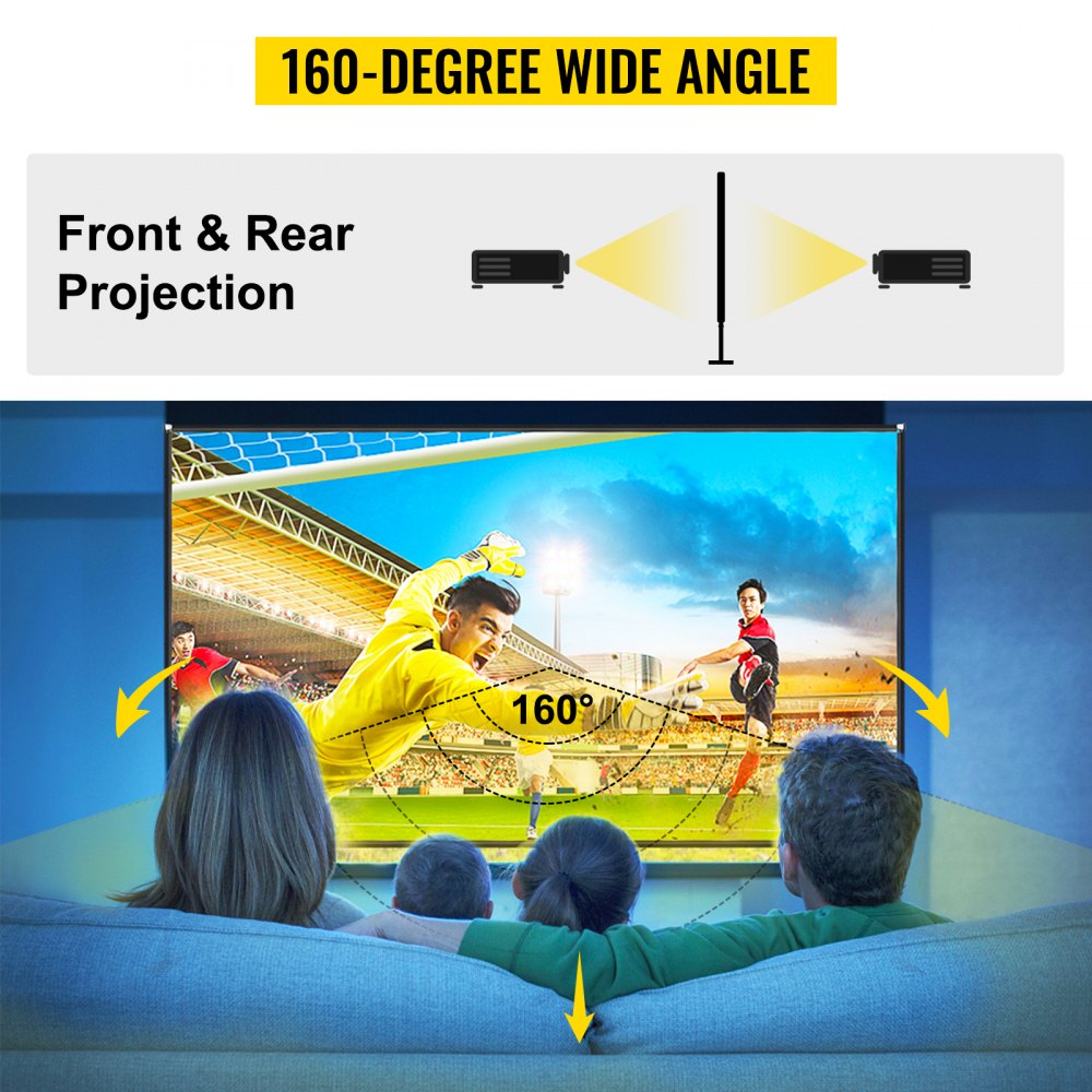 Outdoor Movie Screen w/ Stand, 90" Portable Movie Screen, 16:9 HD Wide Angle Outdoor Projector Screen, Front & Rear Projection, w/ Storage Bag & Stand for Office Home Theater Outdoor Indoor Use