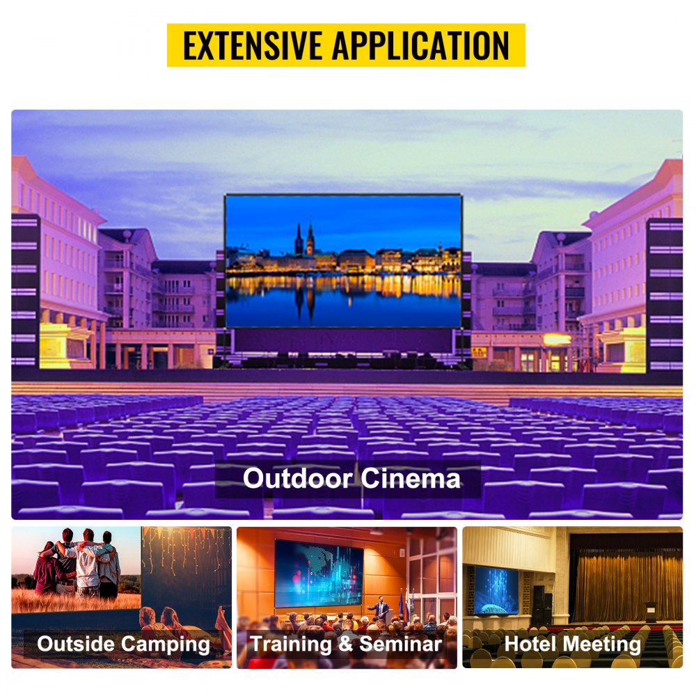 Outdoor Movie Screen w/ Stand, 90" Portable Movie Screen, 16:9 HD Wide Angle Outdoor Projector Screen, Front & Rear Projection, w/ Storage Bag & Stand for Office Home Theater Outdoor Indoor Use