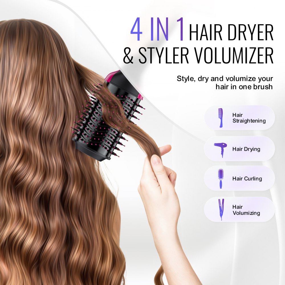 Hair Blow Dryer Brush Ionic Hair Dryer and Styler with 2.95" Oval Barrel