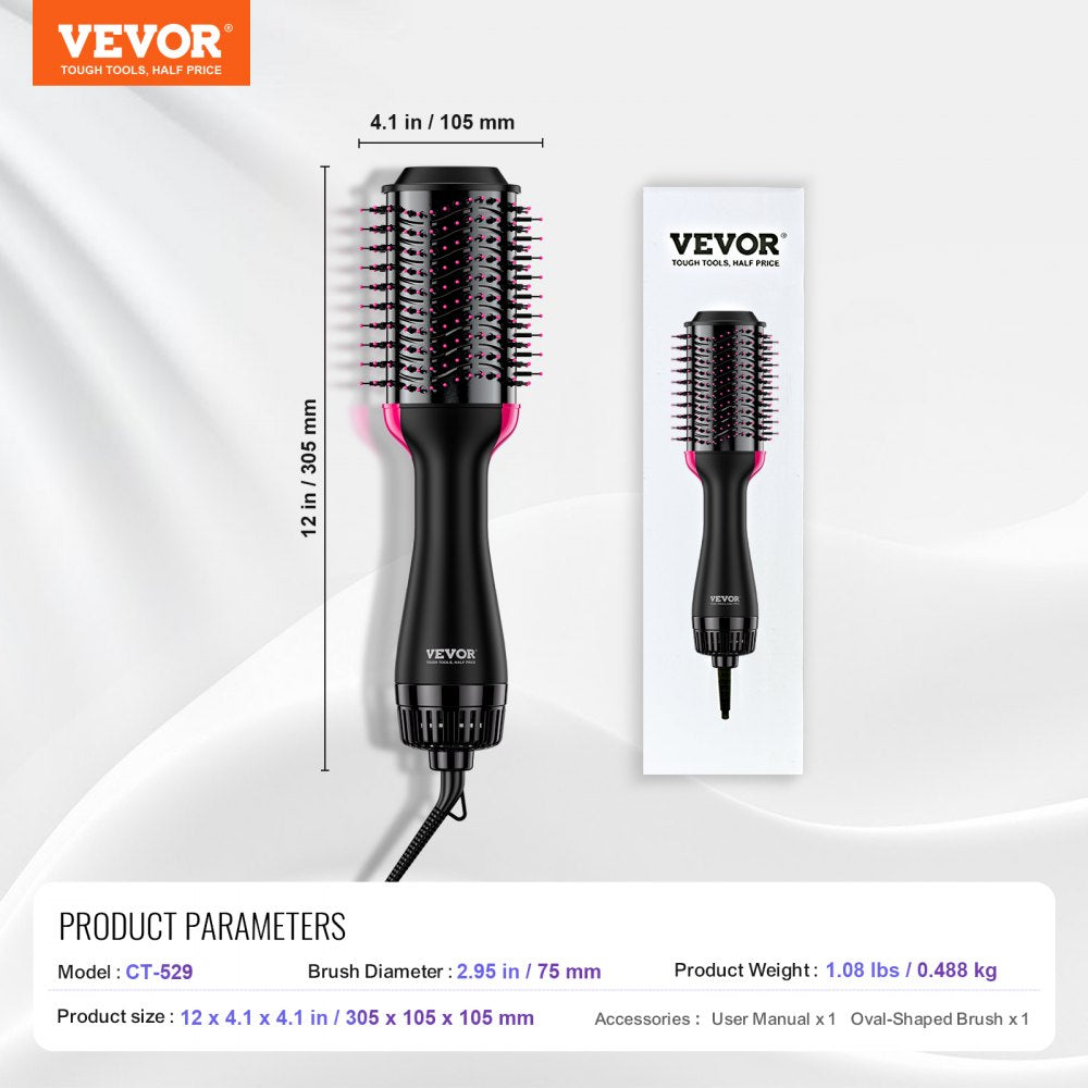 Hair Blow Dryer Brush Ionic Hair Dryer and Styler with 2.95" Oval Barrel