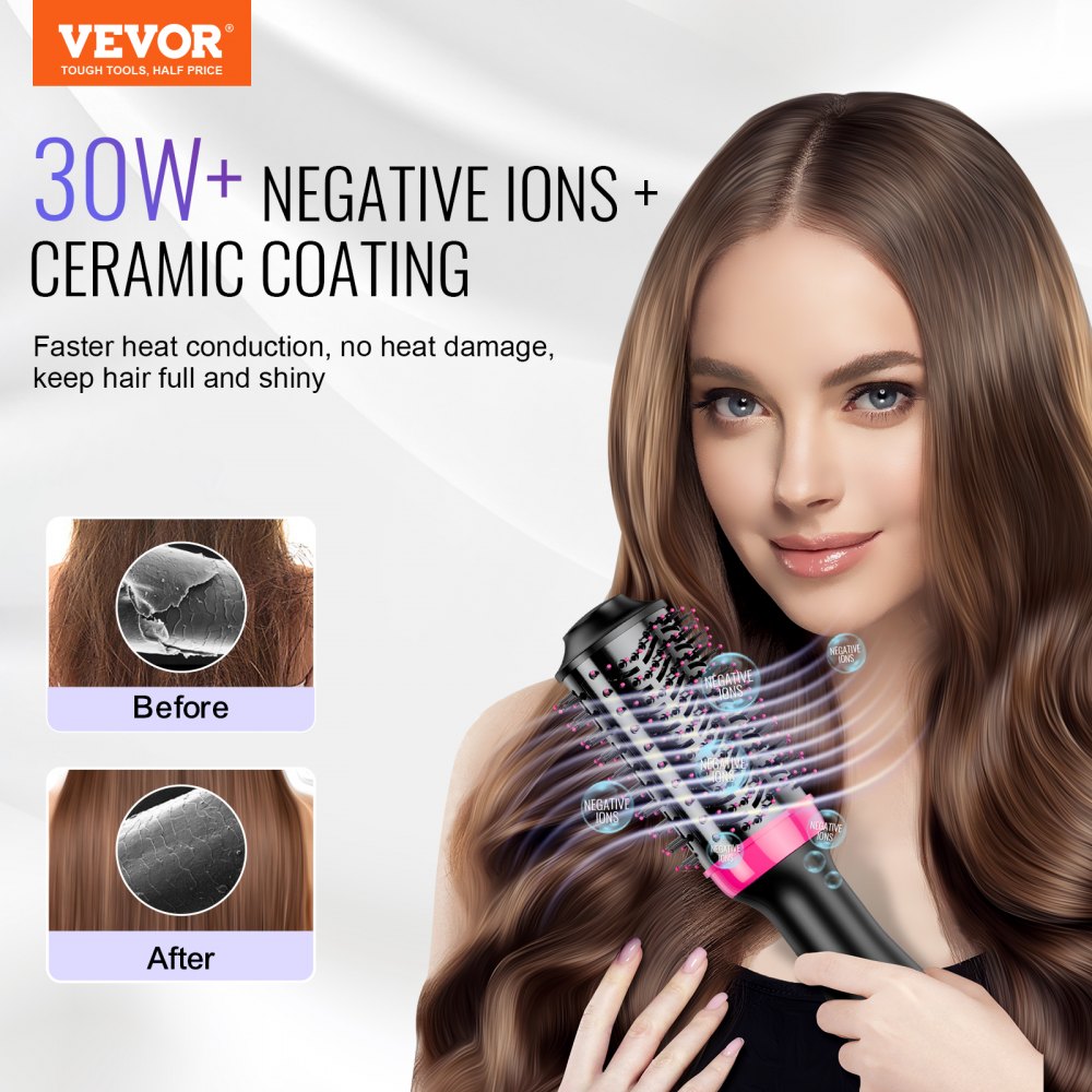 Hair Blow Dryer Brush Ionic Hair Dryer and Styler with 2.56" Oval Barrel