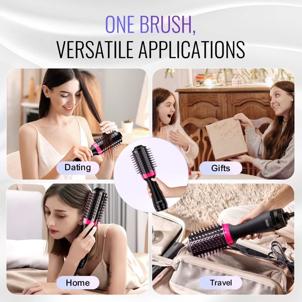 Hair Blow Dryer Brush Ionic Hair Dryer and Styler with 2.56" Oval Barrel