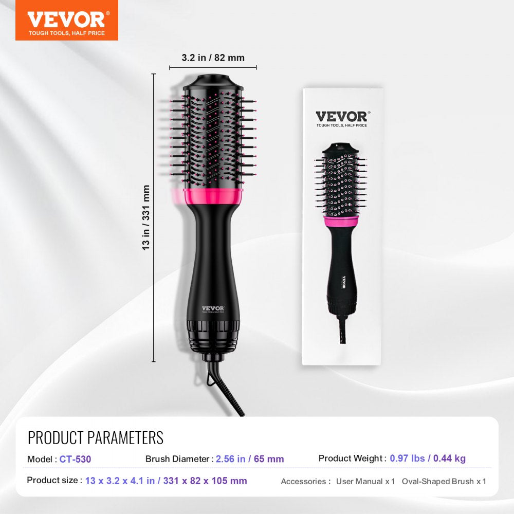Hair Blow Dryer Brush Ionic Hair Dryer and Styler with 2.56" Oval Barrel