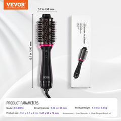 Hair Blow Dryer Brush Ionic Hair Styler Volumizer with 2.56" Oval Barrel