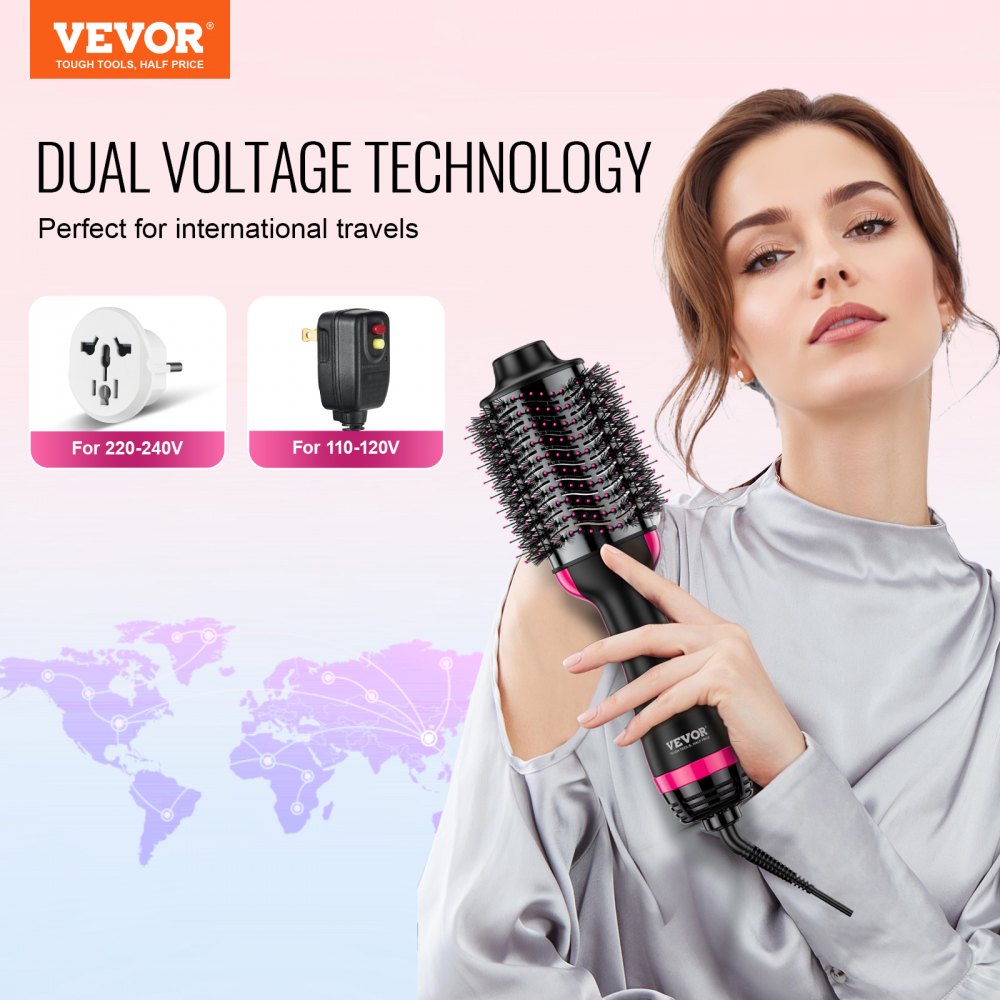 Hair Blow Dryer Brush Dual Voltage Hot Air Styler with 2.95" Oval Barrel