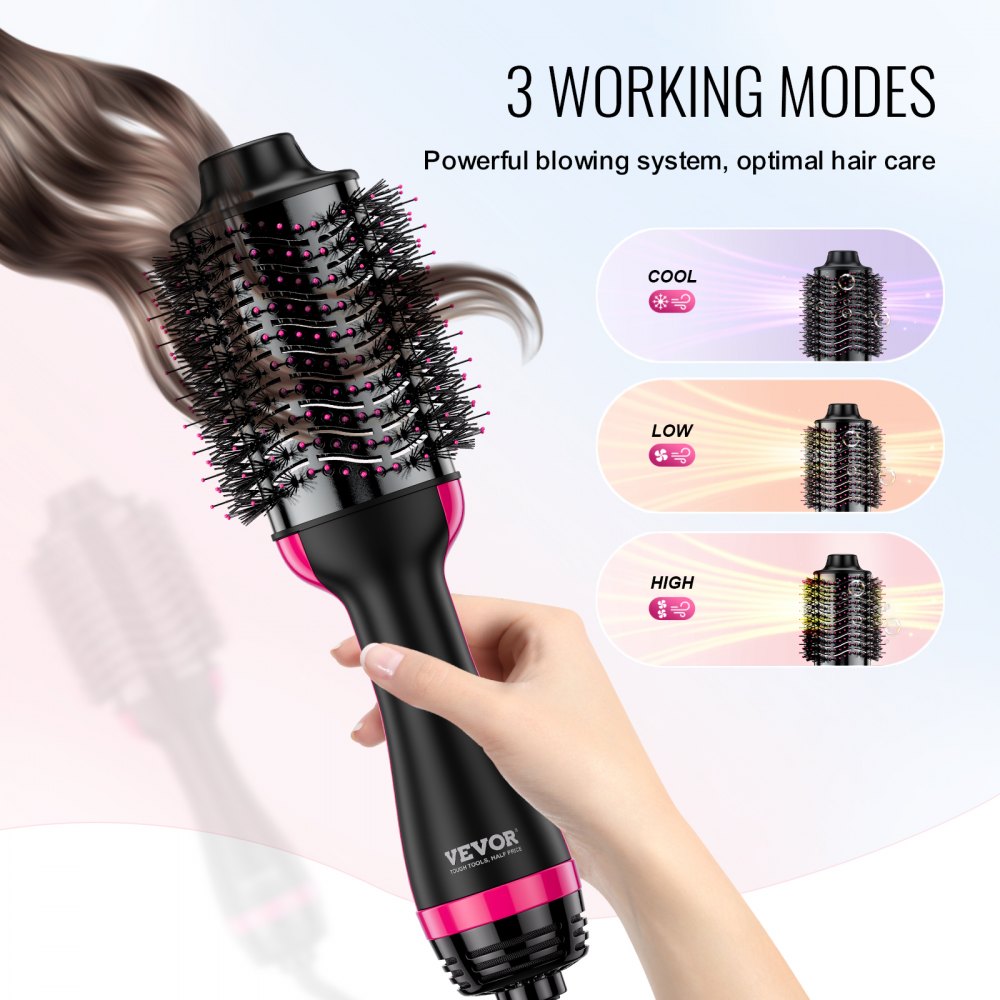 Hair Blow Dryer Brush Dual Voltage Hot Air Styler with 2.95" Oval Barrel