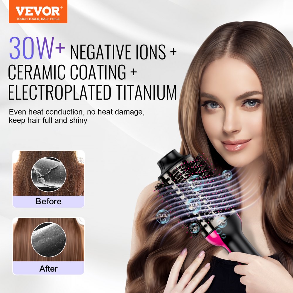 Hair Blow Dryer Brush Ionic Hair Styler Volumizer with 2.95" Oval Barrel