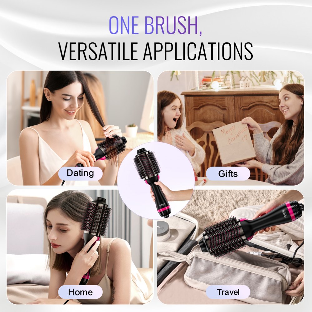 Hair Blow Dryer Brush Ionic Hair Styler Volumizer with 2.95" Oval Barrel