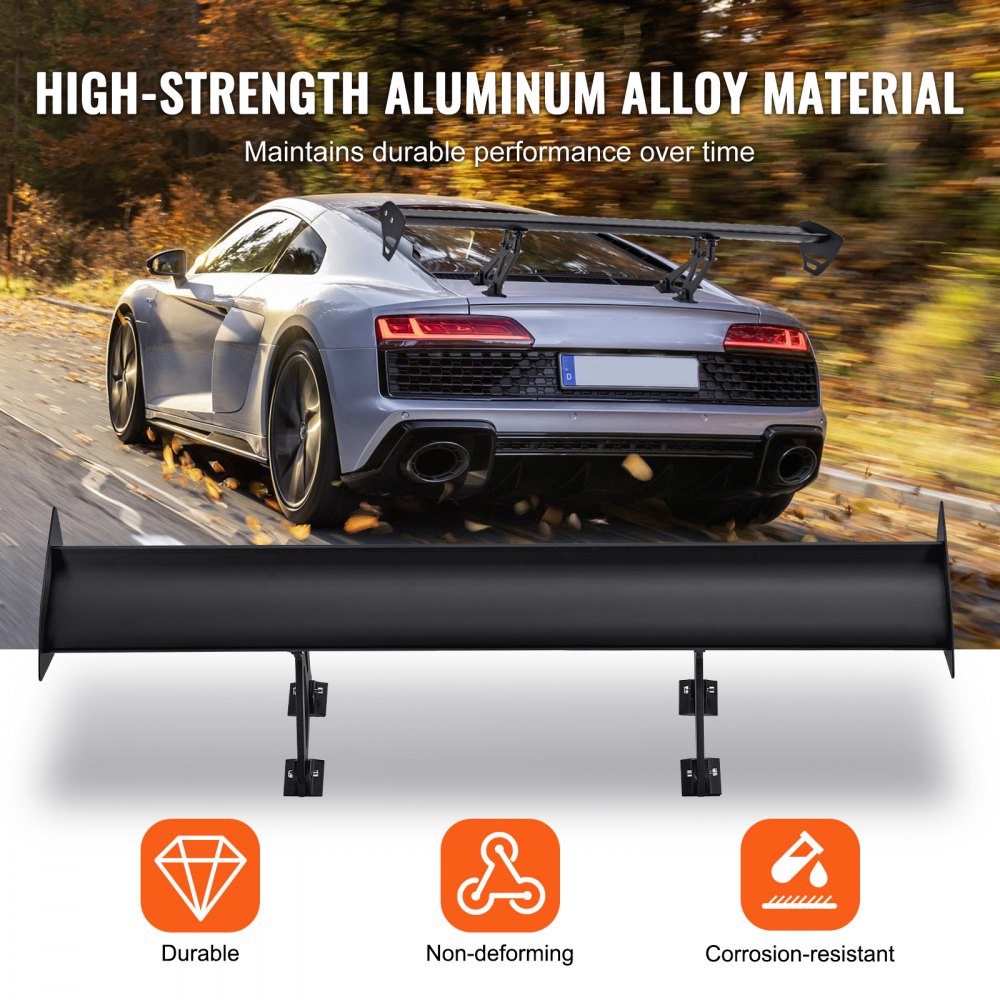 GT Wing Car Spoiler, 43.3 inch Universal Spoiler with Single Deck, Adjustable Lightweight Aluminum, Car Rear Spoiler Wing, Racing Spoiler BGW/JDM Drift Black