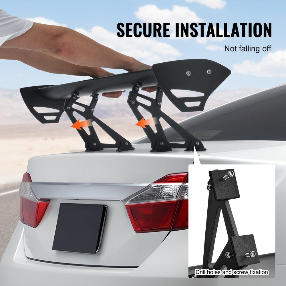 GT Wing Car Spoiler, 43.3 inch Universal Spoiler with Single Deck, Adjustable Lightweight Aluminum, Car Rear Spoiler Wing, Racing Spoiler BGW/JDM Drift Black