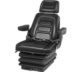 Suspension Seat Adjustable Backrest Headrest Armrest, Forklift Seat With Slide Rails, Foldable Heavy Duty for Tractor Forklift Excavator Skid Steer