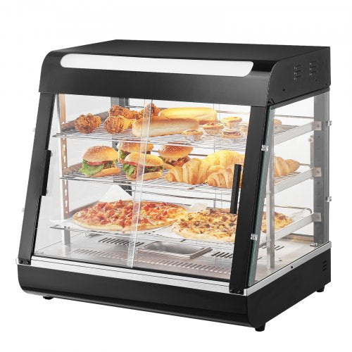 3-Tier Commercial Food Warmer Display Countertop Pizza Cabinet with Light