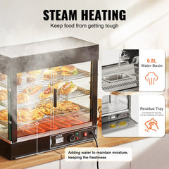 3-Tier Commercial Food Warmer Display Countertop Pizza Cabinet with Light