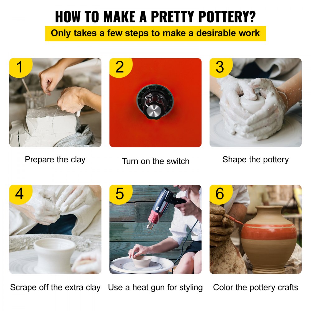 Bostome 25cm electric pottery wheel with aluminum alloy turntable and ABS water basin.