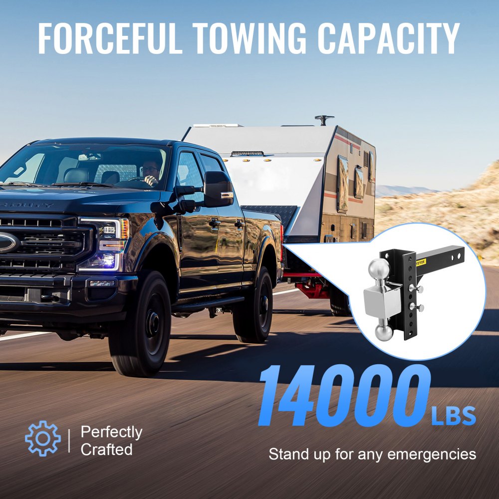 Adjustable Trailer Hitch, 6" Rise & Drop Hitch Ball Mount 2.5" Receiver  22,000 LBS Rating, 2 and 2-5/16 Inch Stainless Steel Balls w/ Key Lock, for Automotive Trucks Trailers Towing