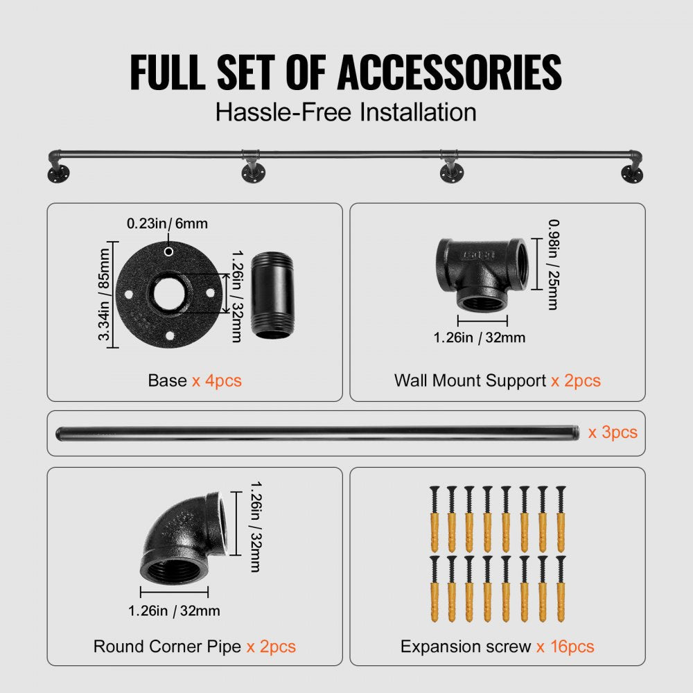 Black industrial carbon steel pipe stair handrail with robust construction and secure brackets.
