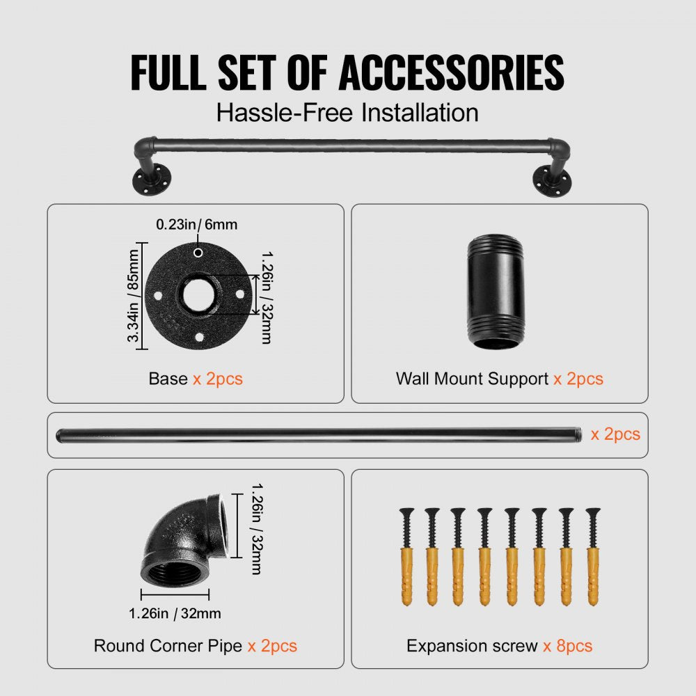 Bostome 3ft carbon steel pipe stair handrail with matte black finish and industrial design.