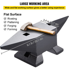 Bostome 22 lbs cast steel anvil with single horn, flat surface, and hardy holes.