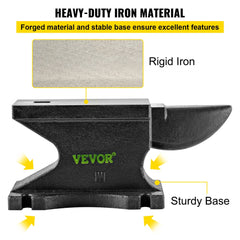 Bostome 100lb cast iron anvil with a polished surface and single horn design for blacksmithing.