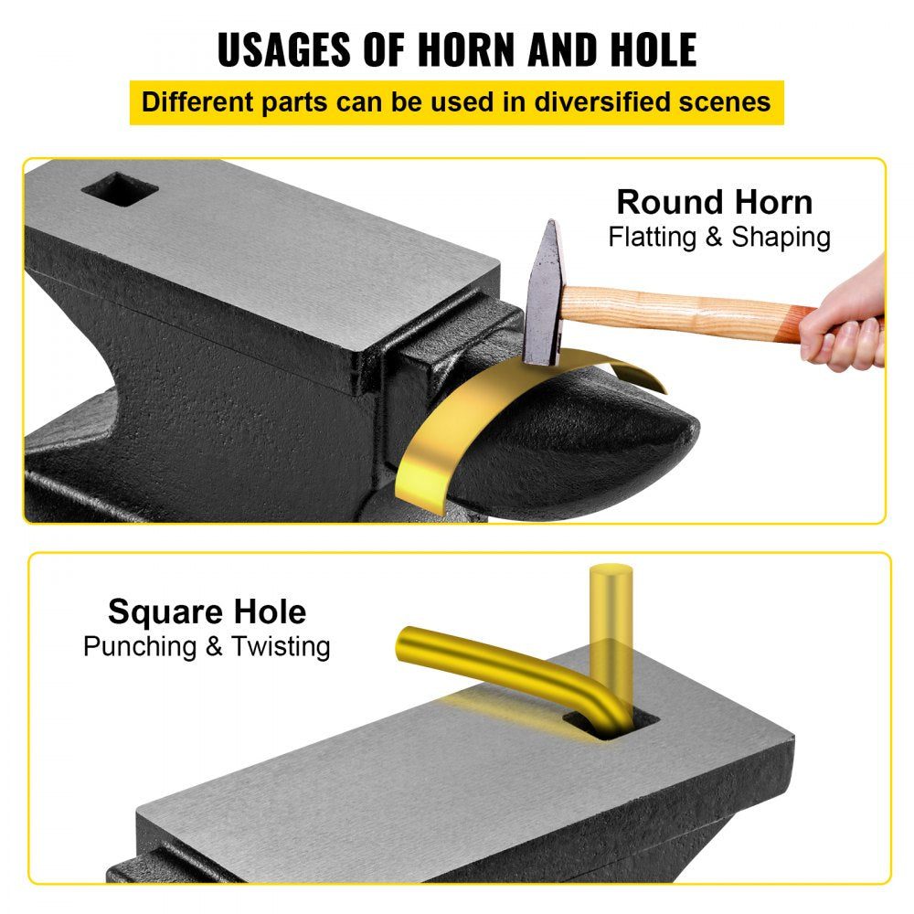 Bostome 100lb cast iron anvil with a polished surface and single horn design for blacksmithing.
