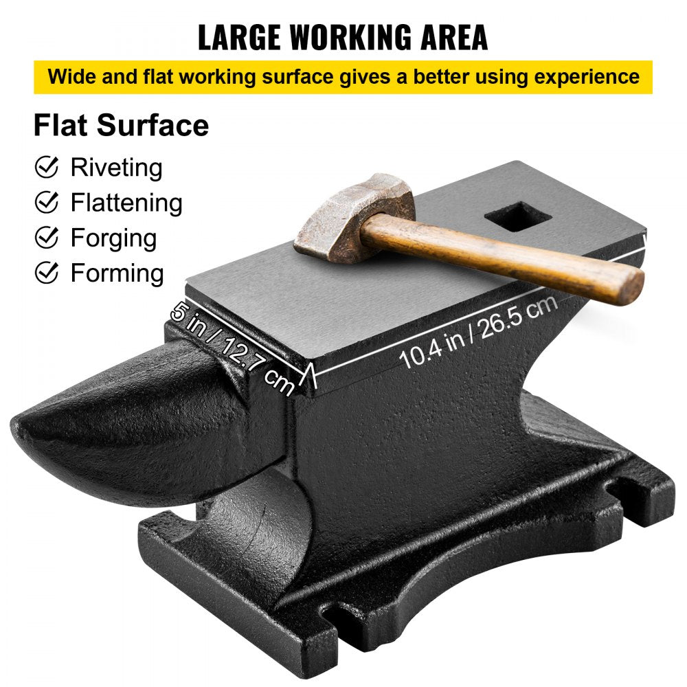 Bostome 100lb cast iron anvil with a polished surface and single horn design for blacksmithing.