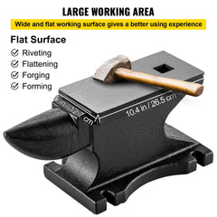 Bostome 100lb cast iron anvil with a polished surface and single horn design for blacksmithing.