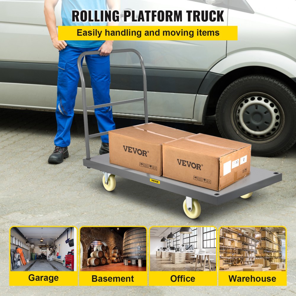 Platform Truck 2000 lbs Capacity 47" x 24" x 32" Flatbed Cart Hand Truck