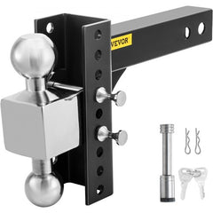 Adjustable Trailer Hitch, 6" Rise & Drop Hitch Ball Mount 2" Receiver  22,000 LBS Rating, 2 and 2-5/16 Inch Stainless Steel Balls w/ Key Lock, for Automotive Trucks Trailers Towing