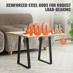 16 inch Trapezoid Steel Table Legs, Replacement Furniture Legs Set of 2 for DIY Coffee Tables, Modern Desks, Bench, Night Stands, Sofa, Max Load 400 lbs Heavy Duty, Quick Instalation Legs Black