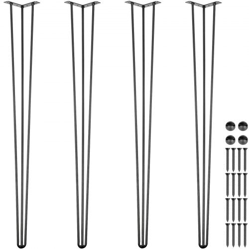 Hairpin Table Legs 36" Black Set of 4 Desk Legs 880lbs Load Capacity (Each 220lbs) Hairpin Desk Legs 3 Rods for Bench Desk Dining End Table Chairs Carbon Steel DIY Heavy Duty Furniture Legs