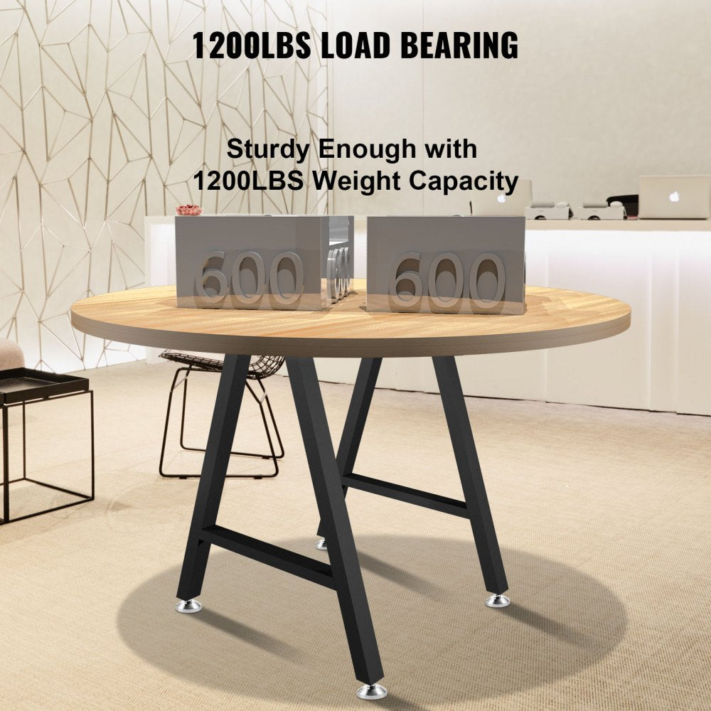 Metal Table Legs 28 x 17.7 inch A-Shaped Desk Legs Set of 2 Heavy Duty Bench Legs w/Polyurethane Coating, Furniture Legs w/ Floor Protectors, Wrought Iron Coffee Table Legs for Home DIY Black