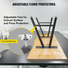 Metal Table Legs 28 x 17.7 inch A-Shaped Desk Legs Set of 2 Heavy Duty Bench Legs w/Polyurethane Coating, Furniture Legs w/ Floor Protectors, Wrought Iron Coffee Table Legs for Home DIY Black