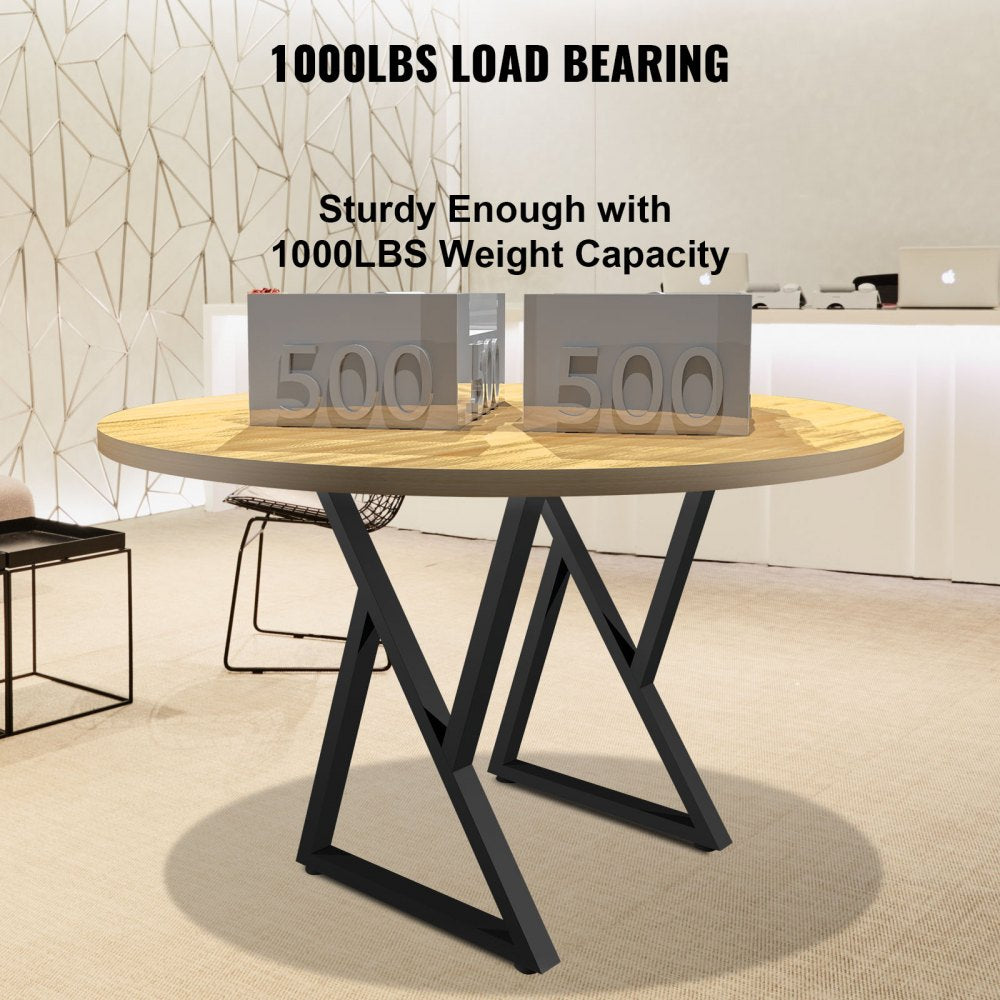 Metal Table Legs, 28x18 inch Desk Legs, Set of 2, Heavy Duty Bench Legs, Z Shape Metal Furniture Legs, Wrought Iron Coffee Table Legs, Home DIY for Dining Table w/ Rubber Floor Protectors, Matte