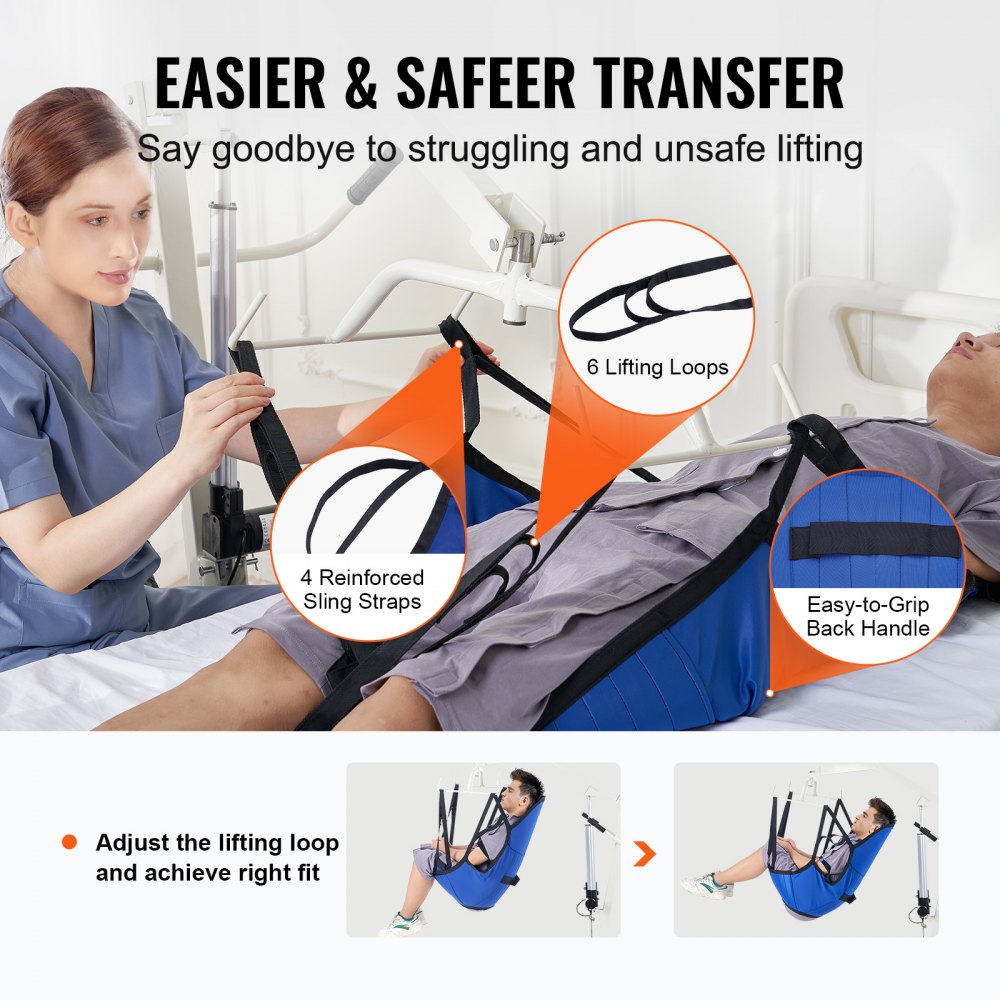 Patient Lift Sling with Head Support Small-Size U Shape Divided Leg Sling