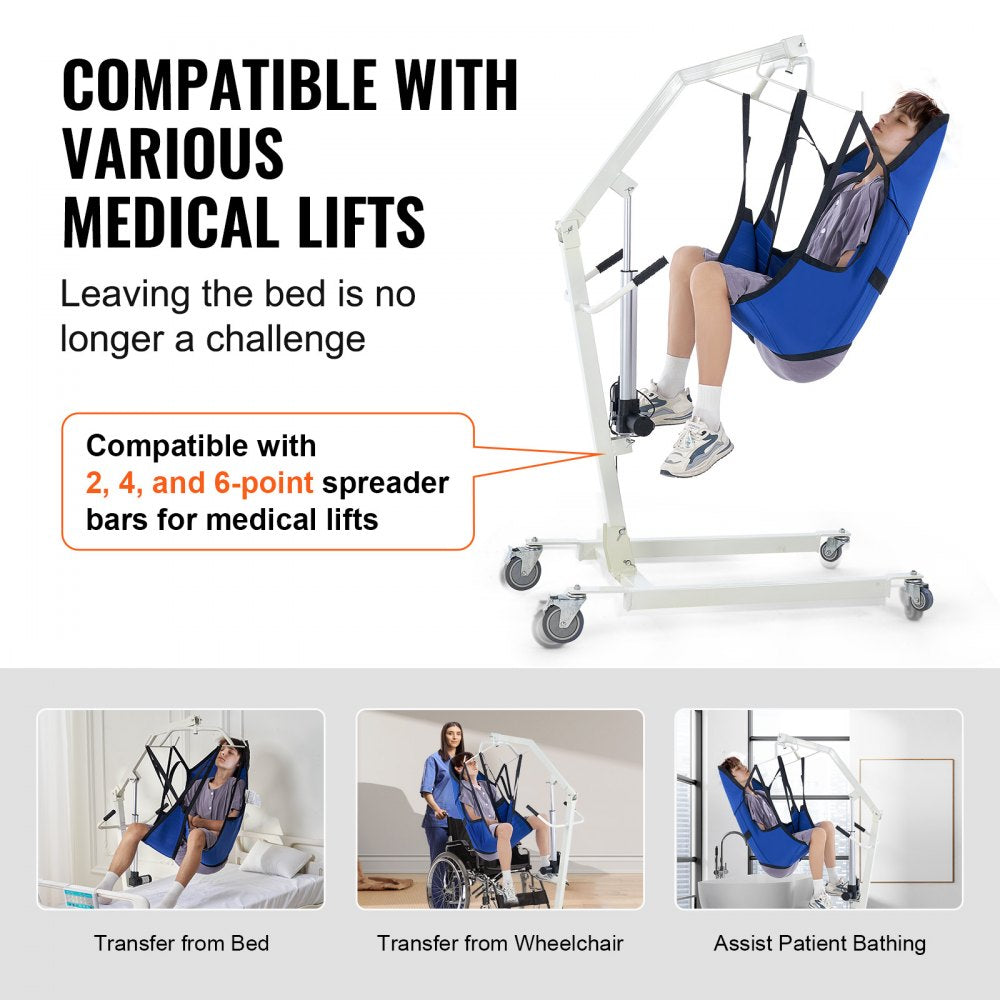Patient Lift Sling with Head Support Large-Size U Shape Divided Leg Sling