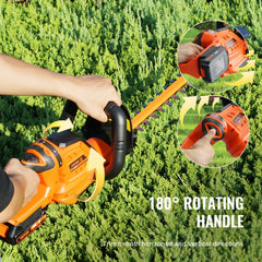 20V Cordless Hedge Trimmer, 18 inch Double-edged Steel Blade, Hedge Trimmer Kit 20V Battery, Fast Charger, and Blade Cover Included, 180° Rotating Head