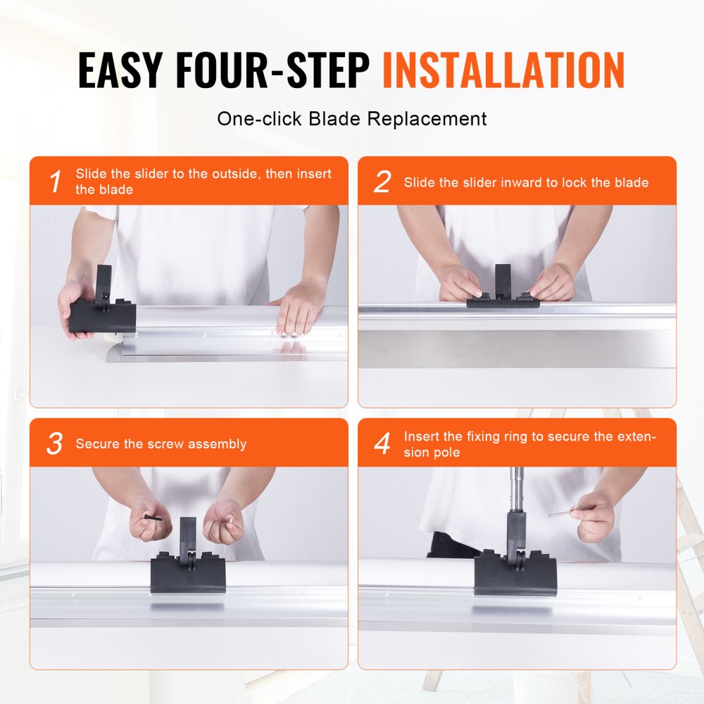 Stainless steel 48-inch drywall skimming blade with a lightweight aluminum frame for smooth application.