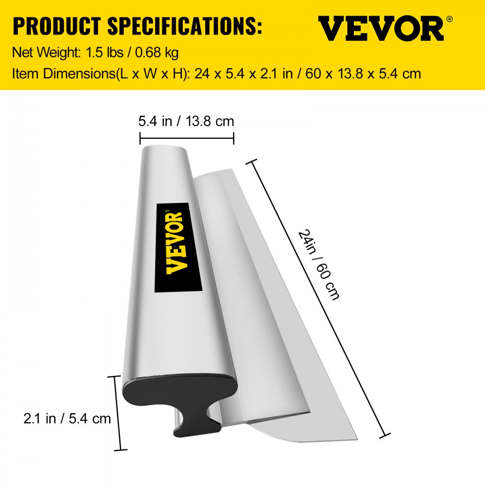 Skimming Blade,24 inch Smoothing Knife, European Stainless Steel Construction Knife, Aluminum Blade Profile Smoothing Knockdown Spatula for Gyprock/Drywall/Wall-Board