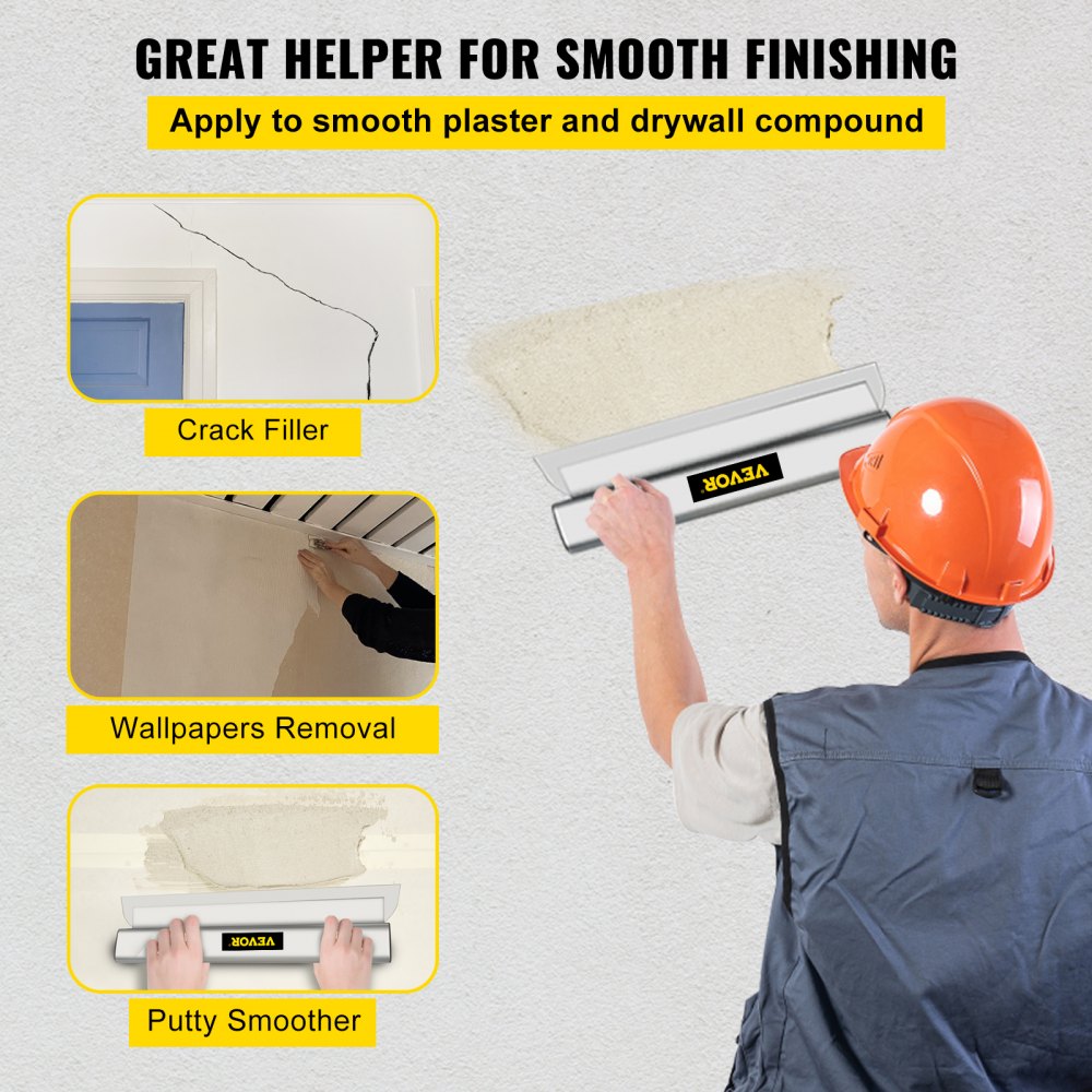 Skimming Blade,32 inch Smoothing Knife, European Stainless Steel Construction Knife, Aluminum Blade Profile Smoothing Knockdown Spatula for Gyprock/Drywall/Wall-Board
