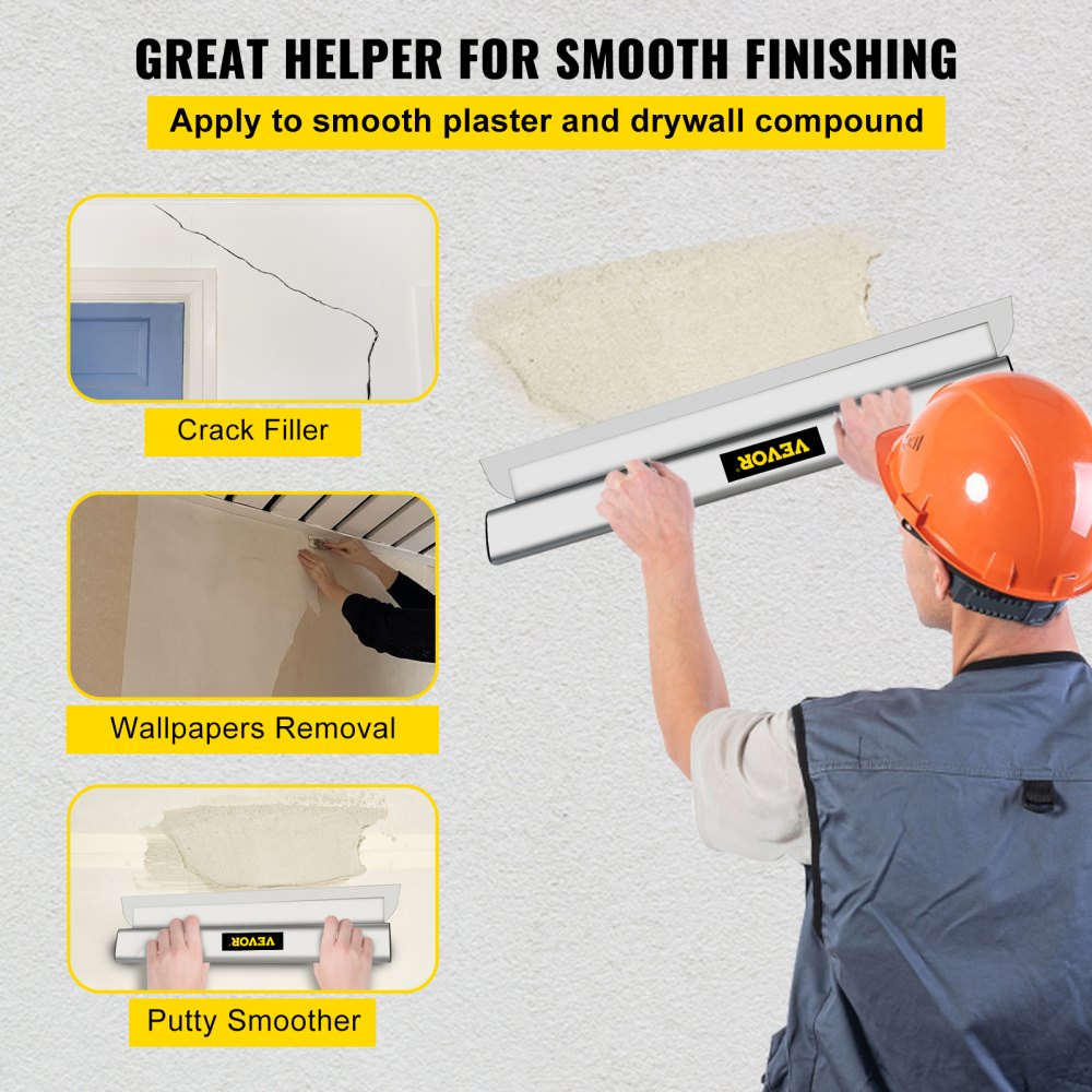 40-inch stainless steel drywall skimming blade with ergonomic handle.