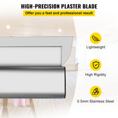 A 40-inch stainless steel drywall skimming blade with lightweight aluminum handle and 0.5 mm blade.