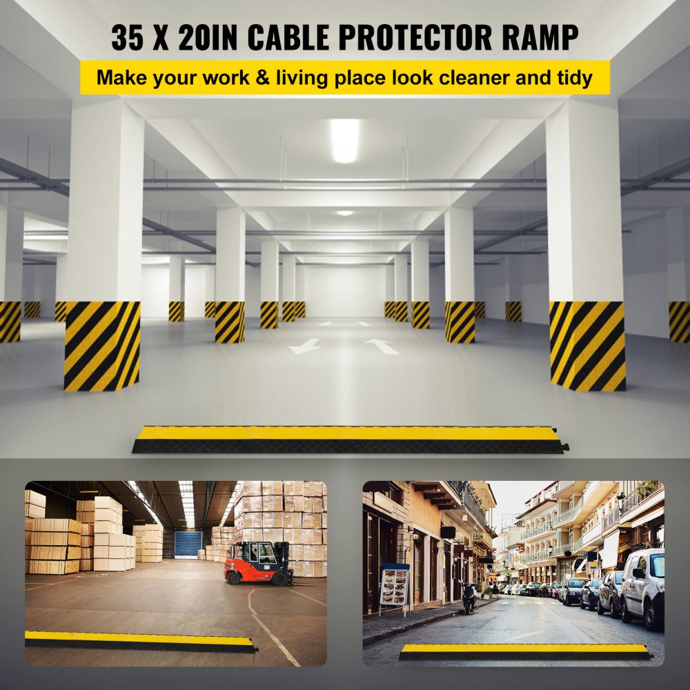 5 Channel Cable Protectors Extreme Rubber Cable Ramps Heavy Duty Protective Cable Wire Cord Ramp Driveway Rubber Traffic Speed Bumps Cable Protector (5-Channel, 1Pack-18000Lb)