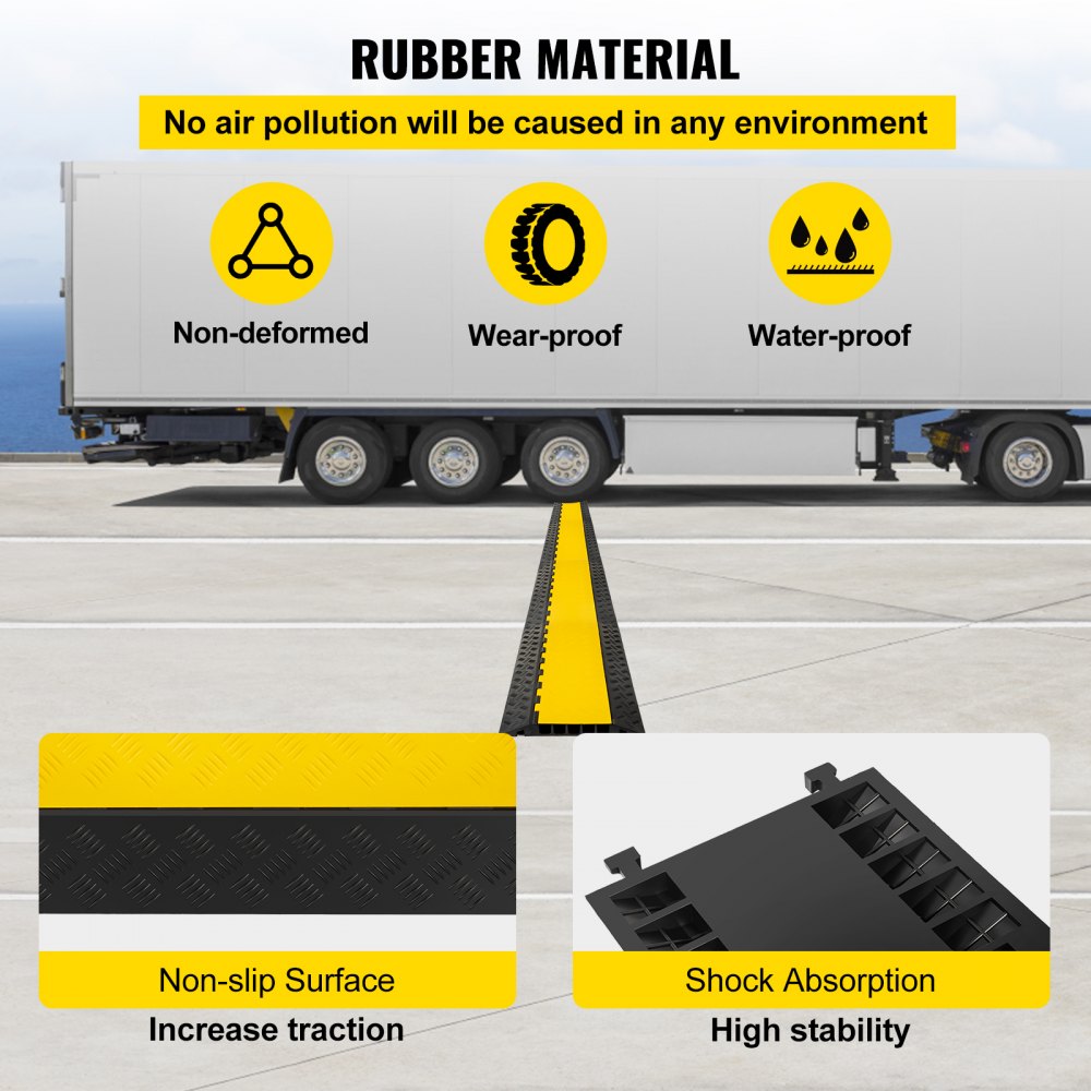 5 Channel Cable Protectors Extreme Rubber Cable Ramps Heavy Duty Protective Cable Wire Cord Ramp Driveway Rubber Traffic Speed Bumps Cable Protector (5-Channel, 1Pack-18000Lb)