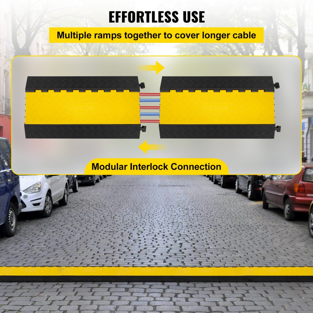 5 Channel Cable Protectors Extreme Rubber Cable Ramps Heavy Duty Protective Cable Wire Cord Ramp Driveway Rubber Traffic Speed Bumps Cable Protector (5-Channel, 1Pack-18000Lb)