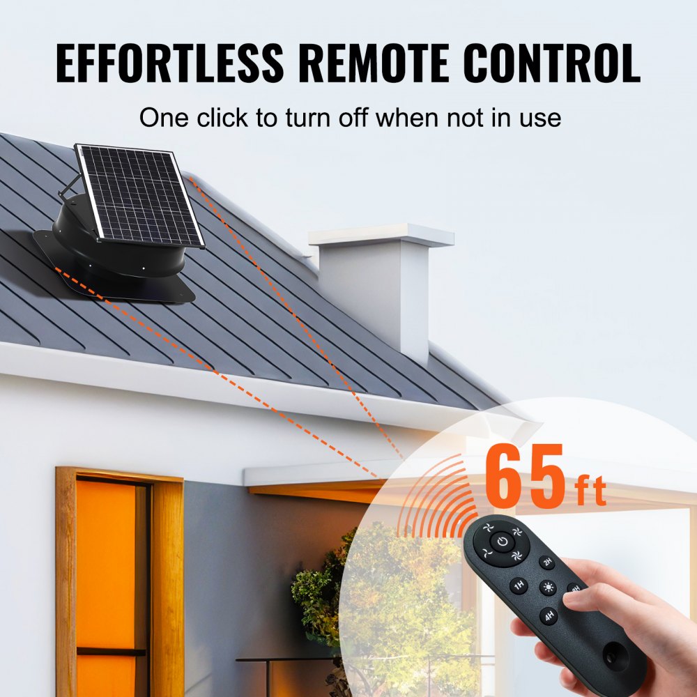 Solar Attic Fan, 40 W, 1230 CFM Large Air Flow Solar Roof Vent Fan, Low Noise and Weatherproof with 110V Smart Adapter, Ideal for Home, Greenhouse, Garage, Shop, RV, FCC Listed